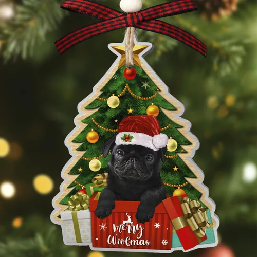 Vista 8 de Adornos de perro boxer para árbol de Navidad, adorno de aluminio boxer, decoración de Navidad 2023 para amantes de los boxeadores, mamá de perro