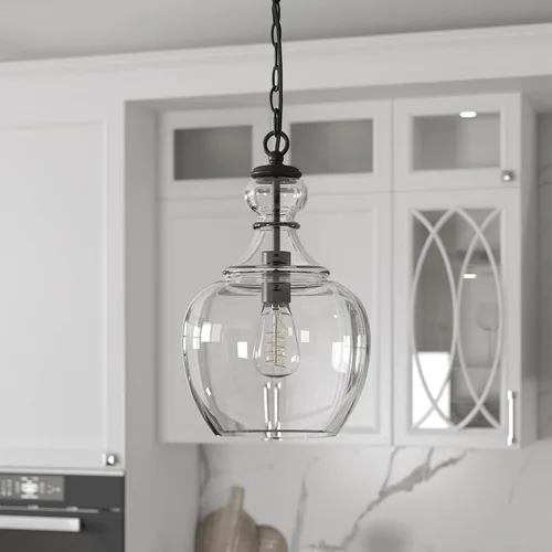 Vista 2 de Henn&Hart Lámpara colgante de 11 pulgadas con cable ajustable de 6 pies Negro