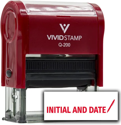 Vista 12 de Vivid Stamp Sello de goma autoentintado con inicial y fecha (tinta negra) - Q-300 Negro