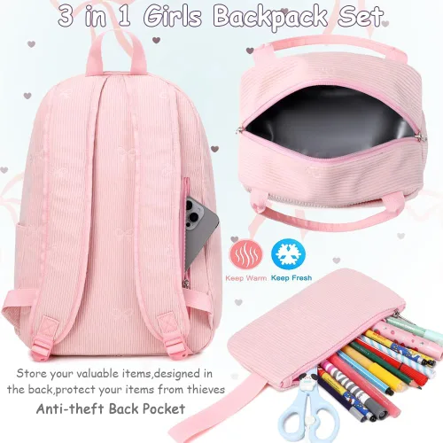Vista 3 de Meisohua Mochila escolar para adolescentes, niñas, niños, mochila para escuela primaria, bolsa de libros para niños, mochila para el almuerzo