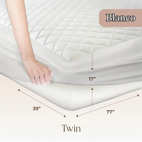 Vista 2 de Protector de colchón 100% algodón orgánico – Protector superior acolchado de lujo para colchón suave y transpirable lavable a máquina – Comercio