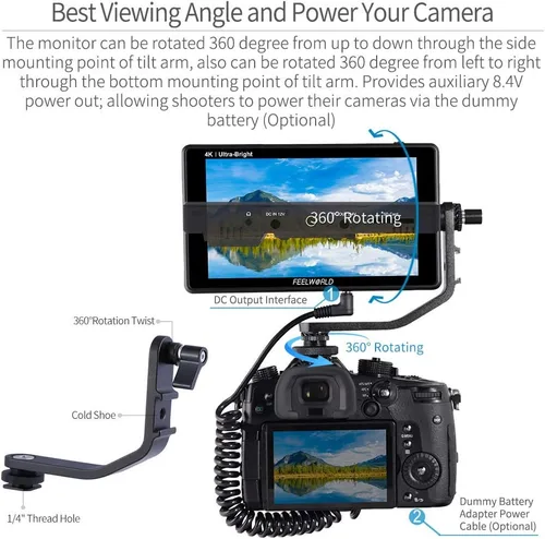 Vista 7 de FEELWORLD LUT6S 6 pulgadas SDI 2600nits HDR 3D LUT pantalla táctil DSLR Cámara Monitor de campo con forma de onda VectorScope histograma 3G SDI 4K