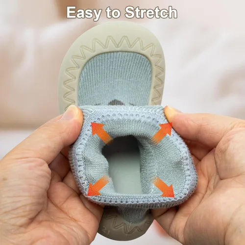 Vista 3 de 2 pares de zapatos antideslizantes estilo caroon para bebés, zapatos para niños y niñas, zapatos para caminar, zapatos de goma suave con pantuflas