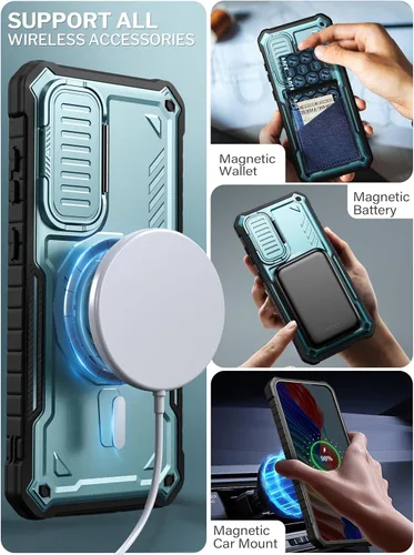 Vista 5 de ExoGuard Funda para Samsung Galaxy S24 Plus con protector de pantalla, funda protectora de goma de cuerpo completo con cubierta de cámara y función