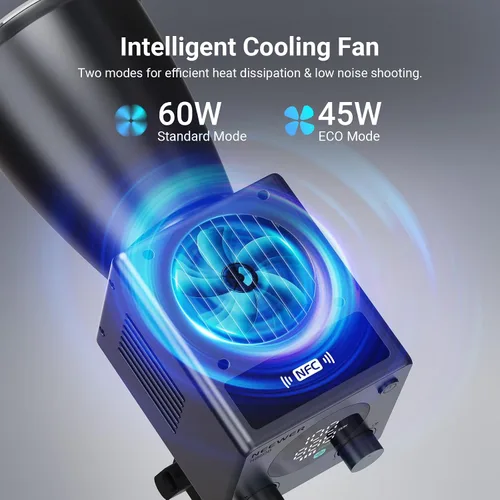 Vista 8 de NEEWER 60W Mini Luz de Vídeo LED con Batería de 50Wh/Carga Rápida PD de 100W, Control APP/2.4G/NFC, Iluminación Continua de Estudio COB Ajustable