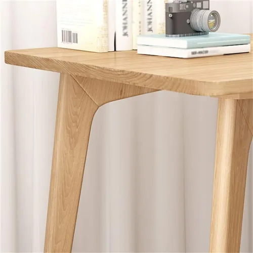 Vista 6 de LAKIQ Escritorio de madera maciza de pino, moderno, rectangular, para oficina en casa, mesa de trabajo, escritorio para computadora, mesa de Natural
