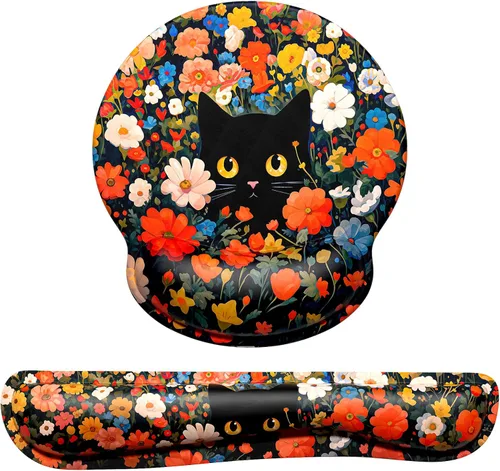 Vista 16 de Reposamuñecas para teclado y alfombrilla para ratón con soporte de muñeca, bonito cojín de espuma viscoelástica para conjunto de teclado y ratón
