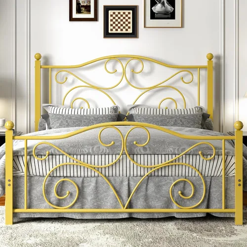 Vista 16 de VECELO Base de cama con dosel de metal, tamaño individual, base de colchón con plataforma de 4 pósteres con cabecero, soporte de listones de acero