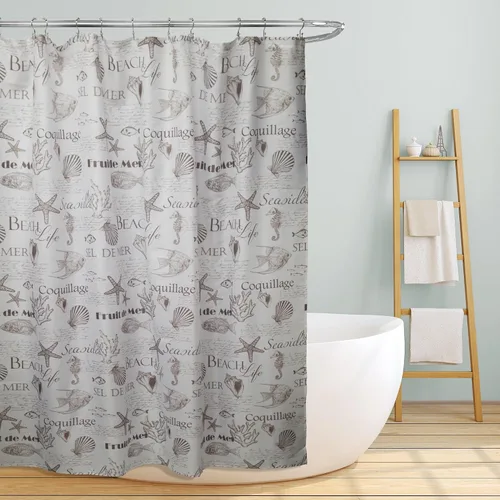 Vista 9 de Linen Store lona cortina de regadera de tela, 70"x70