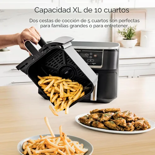 Vista 5 de Ninja Foodi - Freidora de aire, 10 cuartos de galón DualZone Smart XL 10QT con termómetro NEGRO