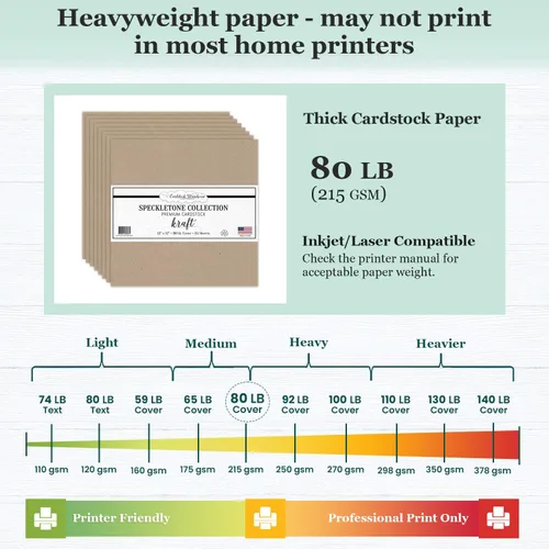 Vista 5 de Cardstock Warehouse Speckletone Papel de Cartulina Kraft Marrón – 25 hojas, 12 x 12 pulgadas, 80 lb/215 gsm – 100% reciclado, acabado mate premium
