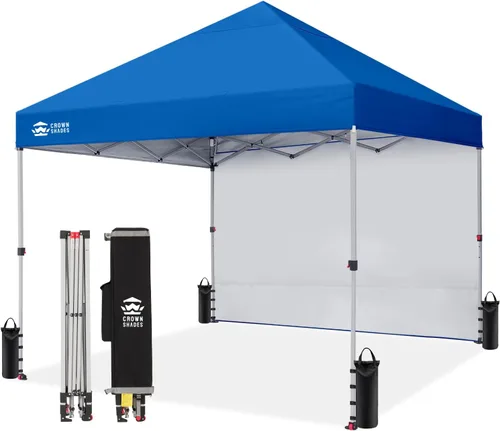 Vista 26 de CROWN SHADES Toldo desplegable de 8 x 8 con 1 pared lateral, tienda de campaña para playa, beige