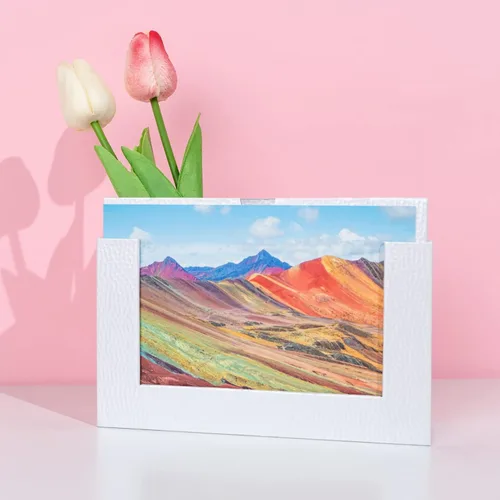 Vista 2 de Caja de almacenamiento de 5 x 7, cajas de cartón para fotos de familias pequeñas y parejas, cajas de regalo, color blanco plateado