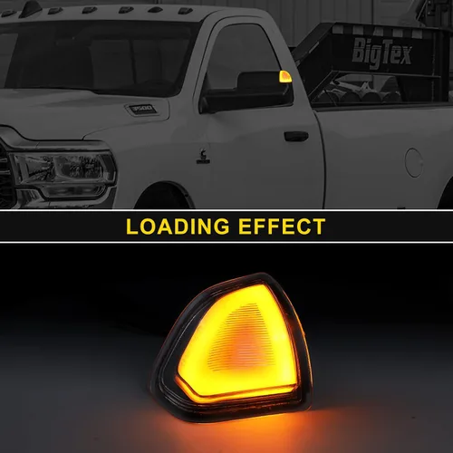 Vista 6 de Jinfili Espejo de remolque lateral LED de repuesto para Dodge Ram 1500, 2010-2018, Dodge Ram 2500 3500 68302828AA 68302829AA lente transparente