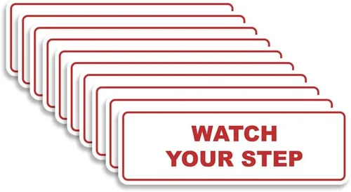 Vista 31 de Signs ByLITA Letrero estándar para pared o puerta con texto en inglés «Watch Your Step», señalización de salud y seguridad (negro), mediano