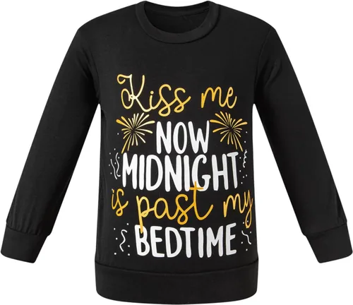 Vista 3 de LATOBREATH Conjunto de traje de año nuevo Kiss Me Now para niño pequeño con letras impresas en la parte superior de los pantalones lindos