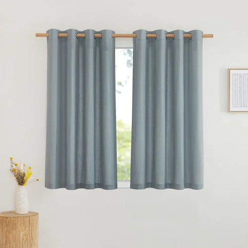 Vista 237 de NICETOWN - Cortinas de lino angora para ventana de cocina sobre el fregadero, con ojales, lino grueso angora, tratamientos cortos para ventanas