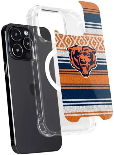 Vista 2 de Skinit Funda para teléfono compatible con MagSafe iPhone 15 Pro, diseño oficial de NFL Chicago Bears Trailblazer