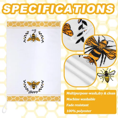 Vista 5 de Bencailor 6 Pcs Bee Sunflower Kitchen Set Include 4 Dish Towels and 2 Kitchen Aprons for Spring Summer Women Housewarming