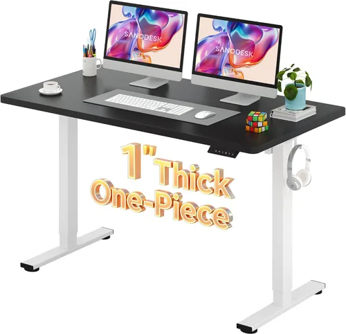 Vista 22 de SANODESK Escritorio Eléctrico de Pie de 40 x 24 pulgadas, Superficie de Una Pieza, Escritorio de Altura Ajustable con Controlador de 6 Botones Marco