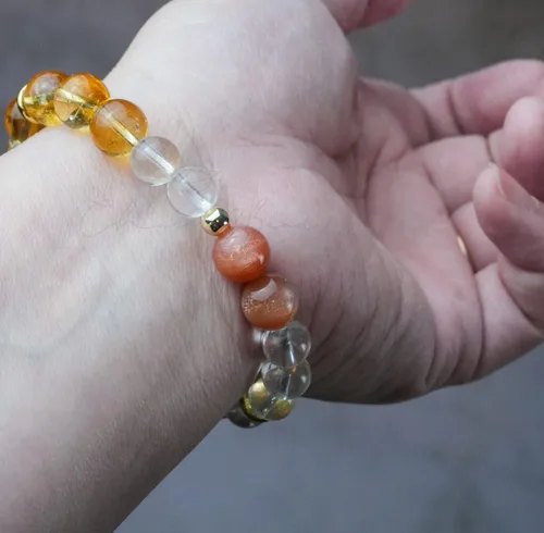 Vista 124 de Precious Gemstone Natural Crystal Healing Bracelet, Rutilated Quartz, Moonstone, Quartz Handmade Original Design Bracelet