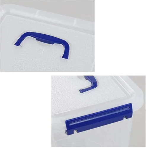 Vista 2 de Caja de almacenamiento transparente con tapa, cajas de plástico pequeñas de 6 litros, juego de 6