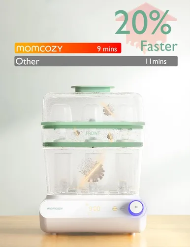 Vista 4 de Momcozy Esterilizador y secadora de botellas grandes de 3 capas y kit de cepillo para botellas Momcozy Rosa