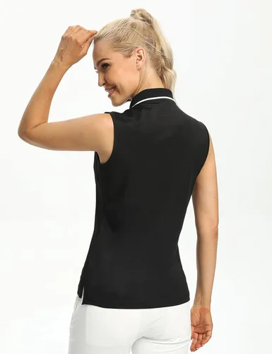 Vista 4 de Camisetas polo para mujer, sin mangas, para golf, tenis, UPF 50+, ligeras
