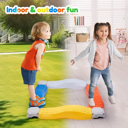 Vista 5 de Kids Balance Beam and Stepping Stones, 8 Pcs Toddler Balance Beam, Non-Slip Plastic Stepping Stones, Sensory Toys for Toddlers, Kids,Active Play for