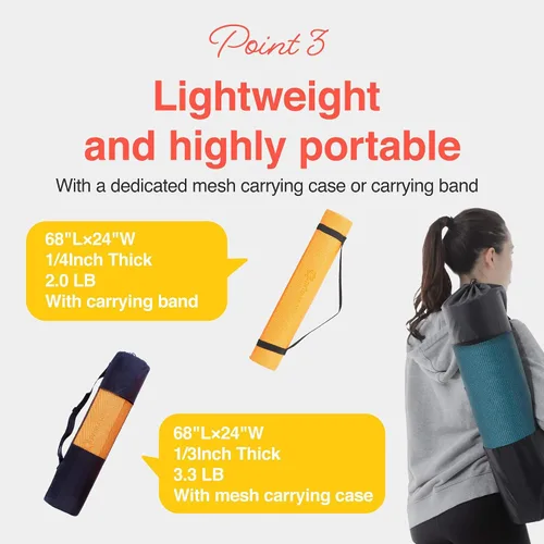 Vista 4 de Primasole Tapete de yoga profesional de 1/4 de pulgada de grosor – Tapete de ejercicio antideslizante para yoga, gimnasio y entrenamientos en casa