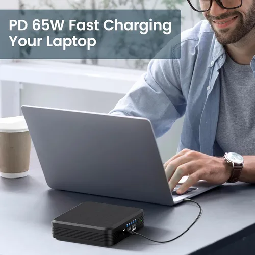 Vista 4 de Banco de energía portátil para laptop de 100 W, salida de CA, 72 Wh/20000 mAh con 65 W PD USB C cargador portátil para laptop, paquete de batería