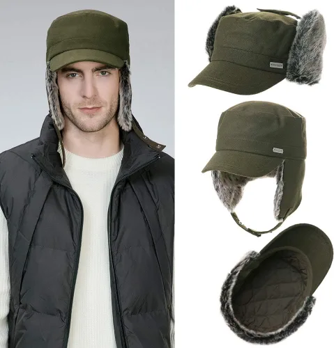 Vista 3 de Jeff & Aimy Gorra de béisbol unisex de invierno con orejeras trampero de caza, sombrero de esquí, 21.3-24.4 in