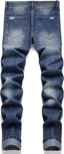 Vista 2 de Liuhond Pantalones de mezclilla lavados rasgados y desgastados para hombre