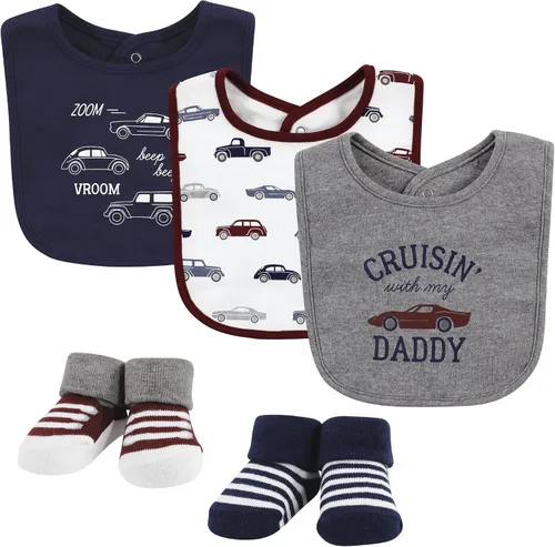 Vista 129 de Hudson Baby Conjunto de babero y calcetines unisex de algodón para bebé