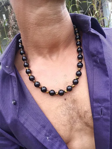 Vista 4 de Auras by Osiris Beaded Necklaces for Men Healing Crystal Protection Stone Mens Necklaces Handmade in USA by Master Shaman