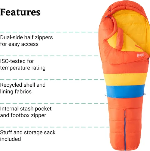 Vista 5 de MARMOT Saco de dormir Always Summer 40° para hombre, relleno 650 para acampar y mochilero
