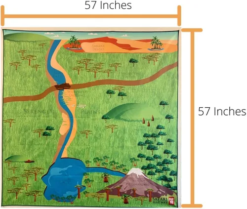 Vista 8 de Play Mat Factory - Alfombrilla de juego de safari para animales de juguete, solución plegable, tamaño grande de 57 x 57 pulgadas, todos los animales