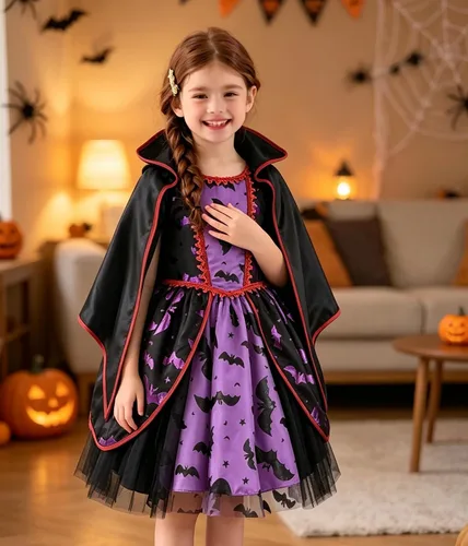 Vista 6 de Disfraz de princesa de Halloween para niñas, disfraz de hada de fiesta de cumpleaños, vestido para ocasiones especiales Bate