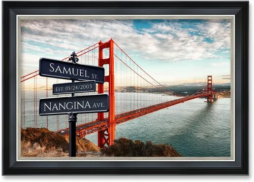 Vista 174 de IPIC - Personalized Framed Canvas with Custom Street Sign in Boston Personalized Street Signs with Names, Custom Canvas Print, Boston Sunset