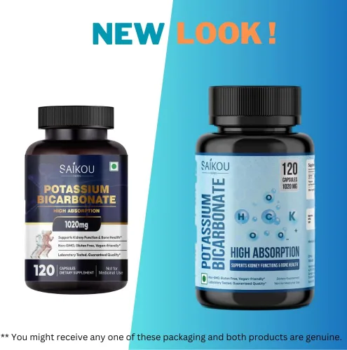 Vista 4 de Suplemento de potasio 1020 mg de bicarbonato de potasio de alta absorción, 120 cápsulas que apoya el equilibrio de electrolitos, la salud renal