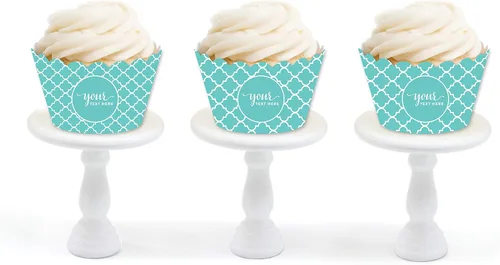 Vista 3 de Andaz Press Colección totalmente personalizada, envoltura de cupcakes, paquete de 20, texto o logotipo personalizado