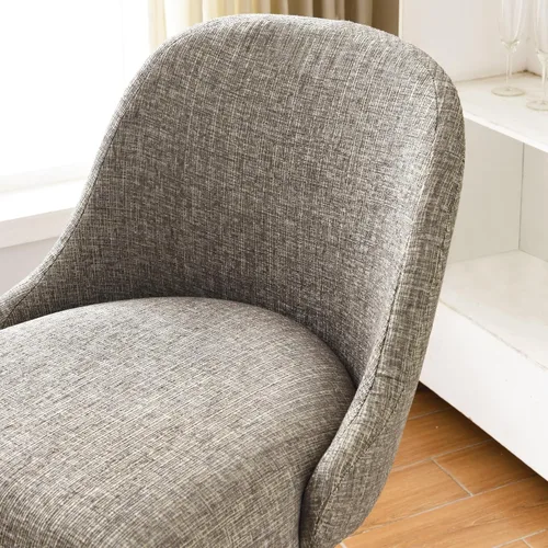 Vista 102 de Leick Home 214536 Barrelback Silla de comedor con base de metal, juego de 2, para comedor, asiento moderno de lino negro y base de metal dorado