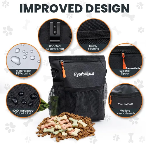 Vista 2 de Bolsa de golosinas para perros, bolsa de entrenamiento impermeable para perros de 4 tazas, manos libres, 3 formas de llevar, cierre magnético