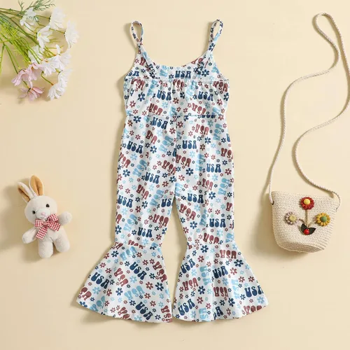 Vista 7 de oneflow Traje de bebé sin mangas para niñas del 4 de julio, enterizo acampanado lindo de Estados Unidos patriótico