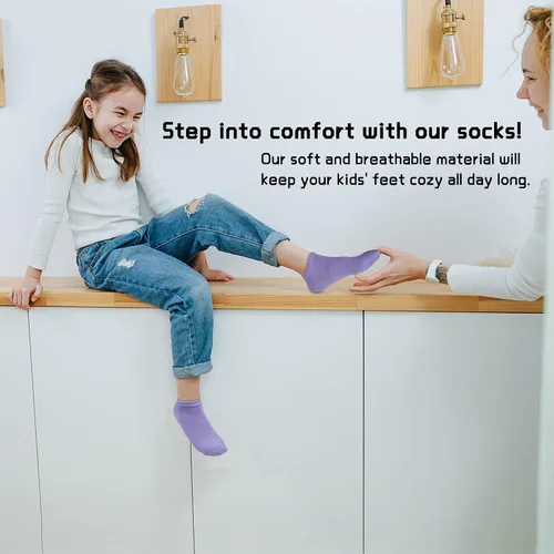 Vista 5 de SPTRAMLE Calcetines para niños, 25 pares de calcetines de corte bajo para niños y niñas (0 a 14 años), 25 pares de calcetines de tobillo para niños