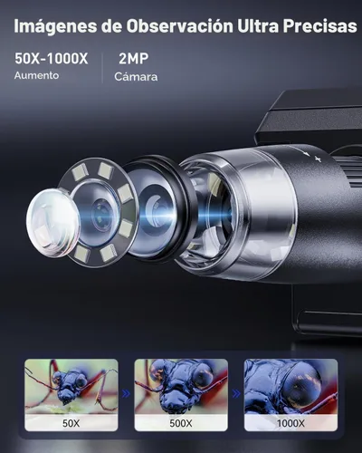 Vista 3 de AOPICK Microscopio digital, microscopio de monedas con brillo ajustable de luz, pantalla LCD HD de 4.3 pulgadas, zoom 1000X, vista de PC, compatible