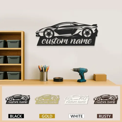 Vista 7 de Letreros de garaje personalizados, letrero de metal con nombre personalizado para taller, letreros de taller de diseño de automóviles, arte de pared
