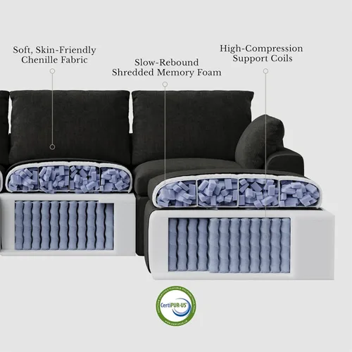 Vista 7 de Maywish Sofá Cloud de 104 pulgadas, sofá modular en forma de L, color gris Gris oscuro