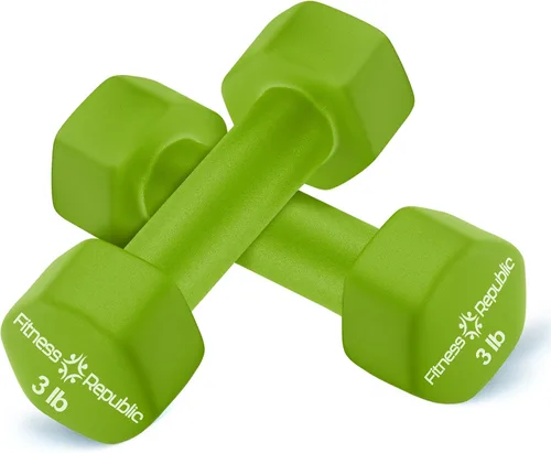 Vista 9 de Fitness Republic Juego de 2 mancuernas de neopreno, antideslizantes, forma hexagonal, pesas libres para tonificación muscular y fortalecimiento