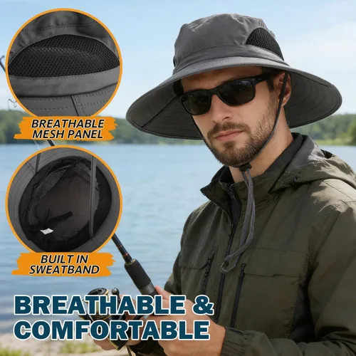 Vista 5 de EINSKEY Sombrero de sol unisex clásico Sombrero de sol de cobertura completa con solapa para el cuello